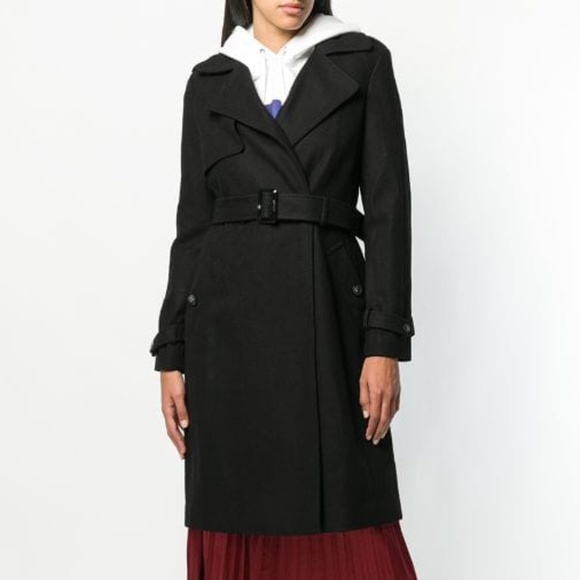 DKNY burgundy wine wool blend trench coat OFFERS WILL BE DECLINED - Picture 2 of 10